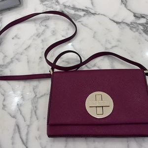 Kate Spade Saffiano Leather Crossbody Bag - Burgundy